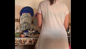 Brunette and redhead beauties take turns wildly fucking a hard stick