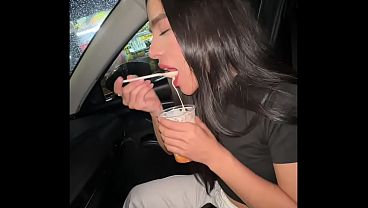 Horny asian take on two large dildo in hairy slit