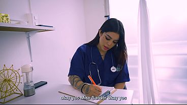 I fuck a doctor with a tight vagina who helps me with my erections, I finish on her giant tits